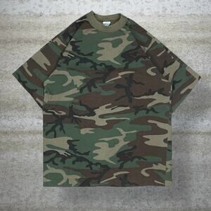 Vintage 90s Woodland Shirt Mens M Hunting Camo Cotton Short Sleeve Made USA